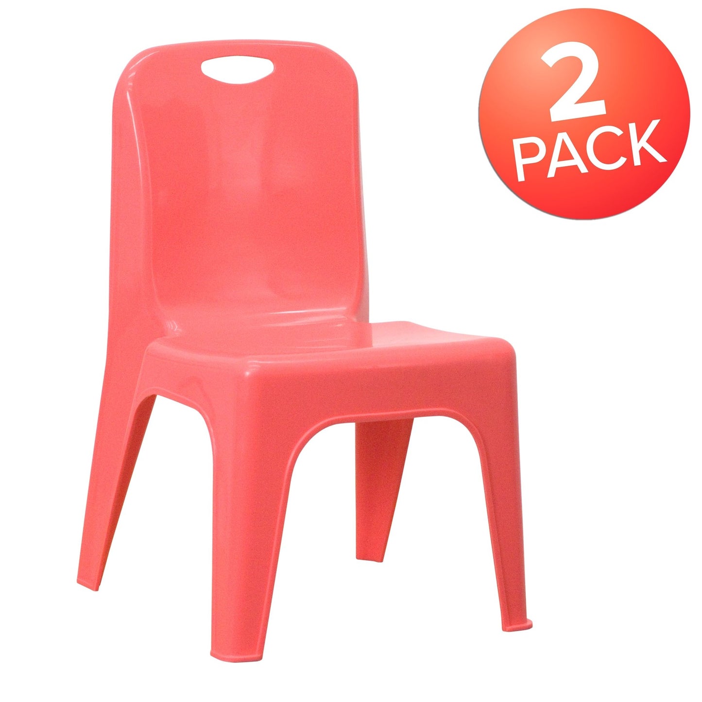 Whitney 2 Pack Plastic Stackable School Chair with Carrying Handle and 11" Seat Height - SchoolOutlet