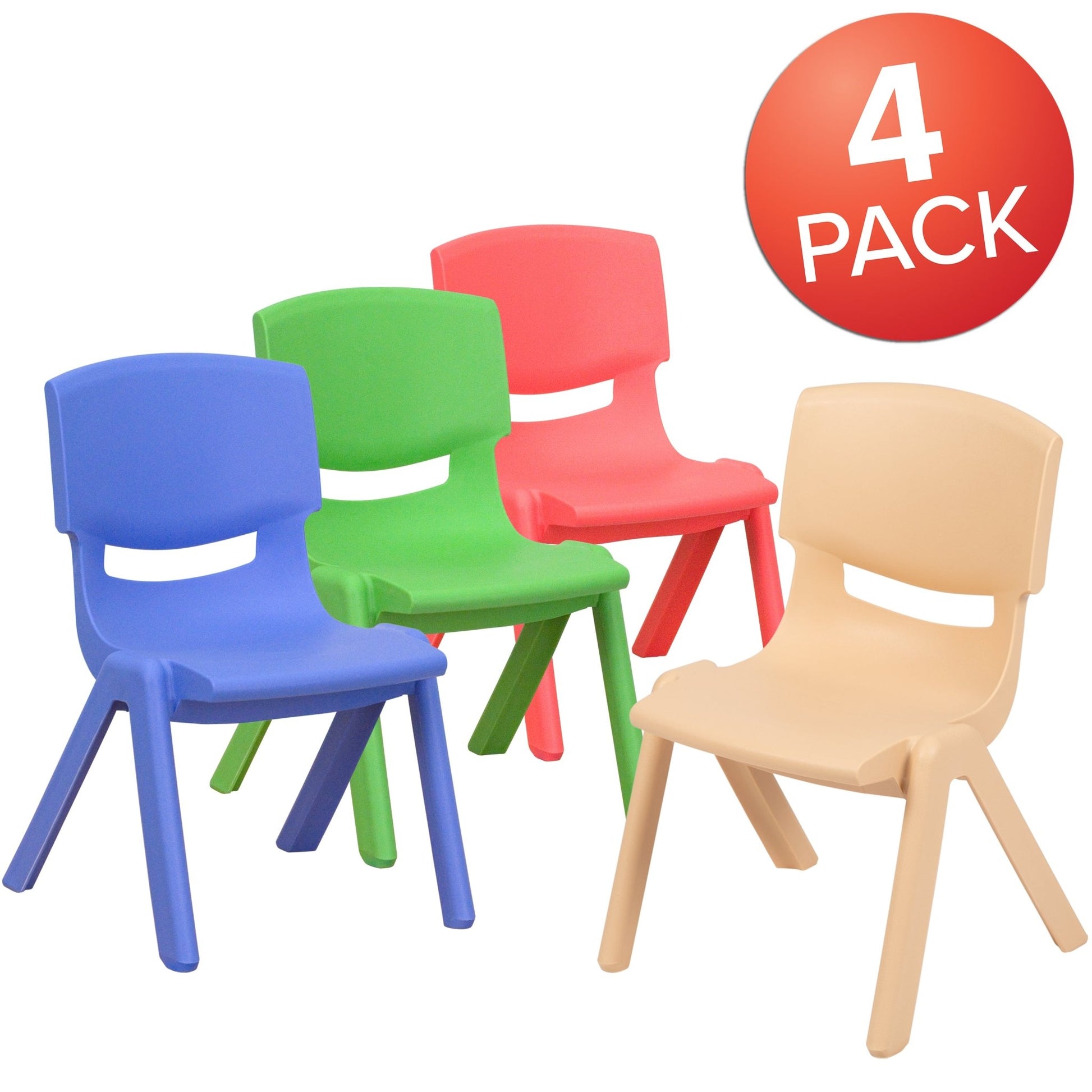 Whitney 4 Pack Plastic Stackable School Chair with 10.5'' Seat Height - SchoolOutlet