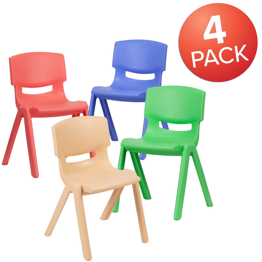 Whitney 4 Pack Plastic Stackable School Chair with 13.25'' Seat Height - SchoolOutlet