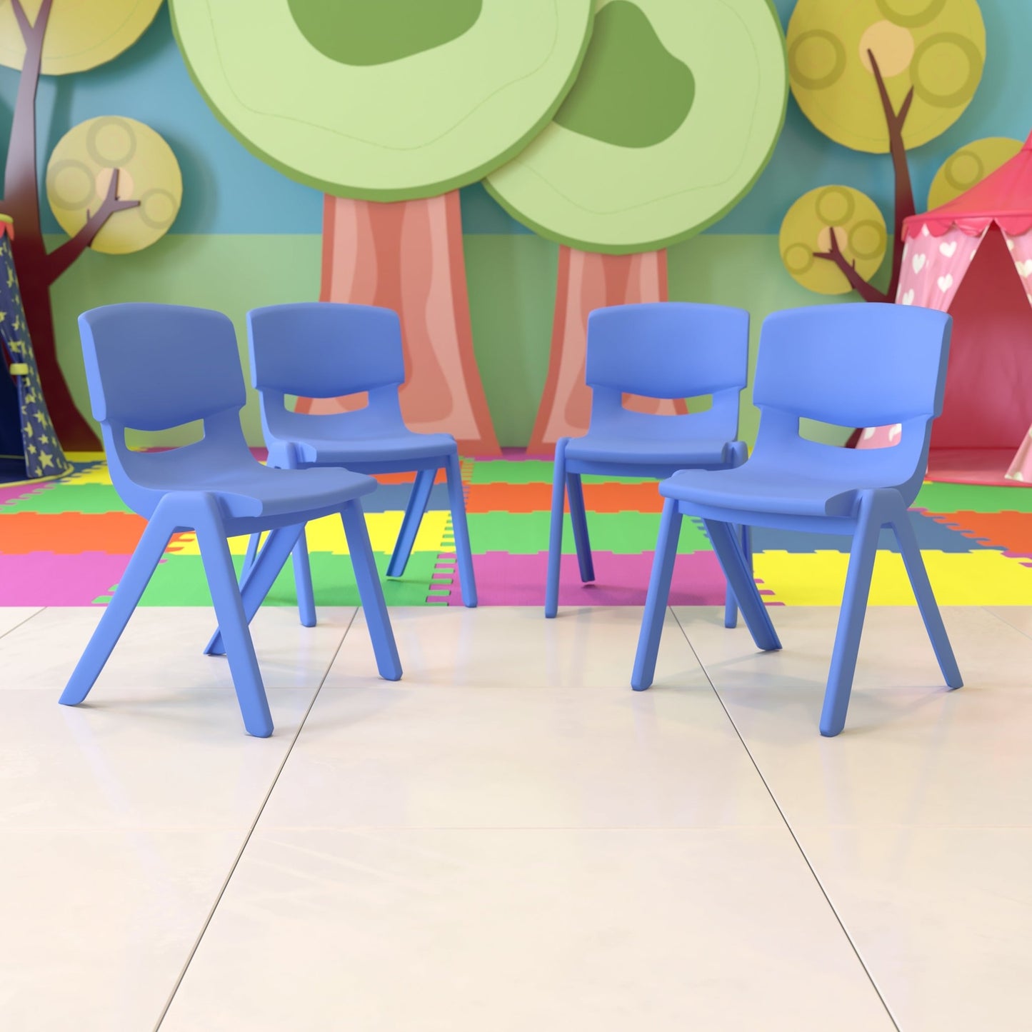 Whitney 4 Pack Plastic Stackable School Chair with 15.5'' Seat Height - SchoolOutlet