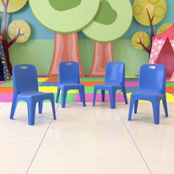 Whitney 4 Pack Plastic Stackable School Chair with Carrying Handle and 11'' Seat Height
