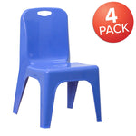 Whitney 4 Pack Plastic Stackable School Chair with Carrying Handle and 11'' Seat Height - SchoolOutlet
