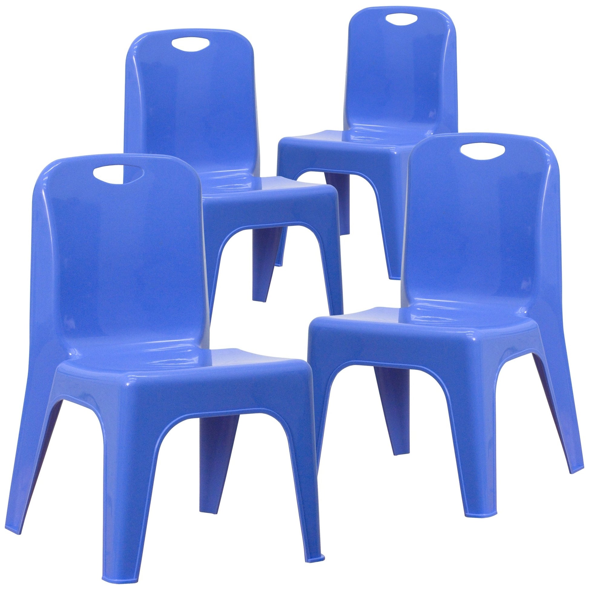 Whitney 4 Pack Plastic Stackable School Chair with Carrying Handle and 11'' Seat Height - SchoolOutlet