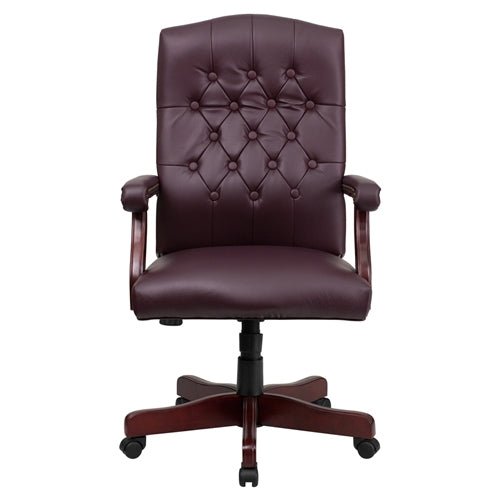 Flash Furniture Martha Washington Burgundy Leather Executive Swivel Chair(FLA-801L-LF0019-BY-LEA-GG) - SchoolOutlet