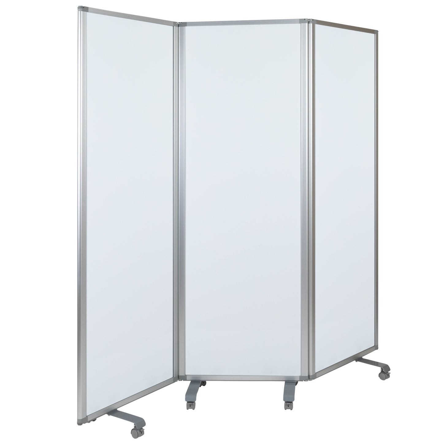 Raisley Mobile Magnetic Whiteboard Partition with Lockable Casters, 72"H x 24"W (3 sections included) - SchoolOutlet