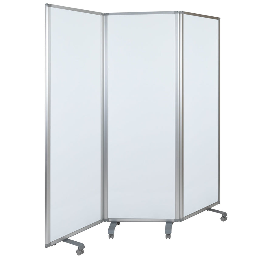 Raisley Mobile Magnetic Whiteboard Partition with Lockable Casters, 72"H x 24"W (3 sections included) - SchoolOutlet