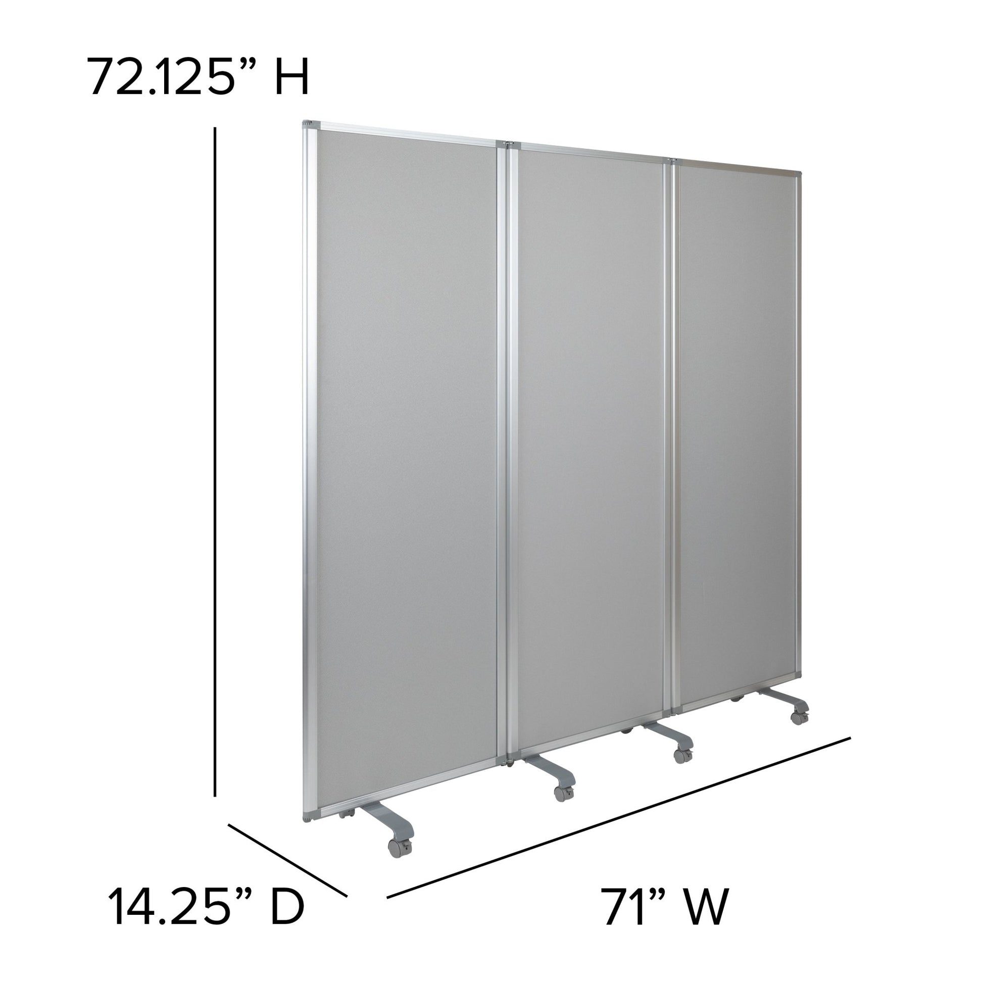 Raisley Double Sided Mobile Magnetic Whiteboard/Cloth Partition with Lockable Casters, 72"H x 24"W (3 sections included) - SchoolOutlet