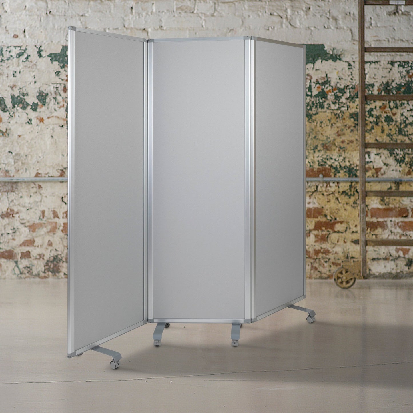 Raisley Double Sided Mobile Magnetic Whiteboard/Cloth Partition with Lockable Casters, 72"H x 24"W (3 sections included) - SchoolOutlet