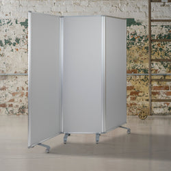 Raisley Double Sided Mobile Magnetic Whiteboard/Cloth Partition with Lockable Casters, 72"H x 24"W (3 sections included)