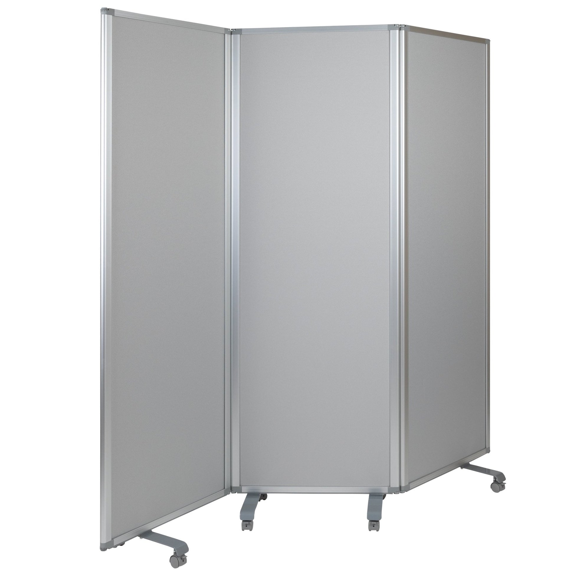 Raisley Double Sided Mobile Magnetic Whiteboard/Cloth Partition with Lockable Casters, 72"H x 24"W (3 sections included) - SchoolOutlet