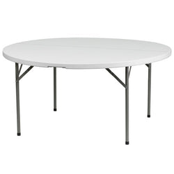 Flash Furniture 60'' Granite White Round Plastic Folding Table(FLA-DAD-YCZ-154-GW-GG)