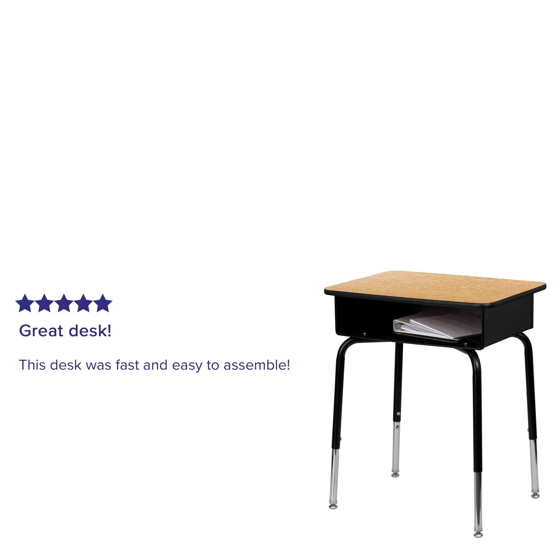 Billie Student Desk with Open Front Metal Book Box - SchoolOutlet