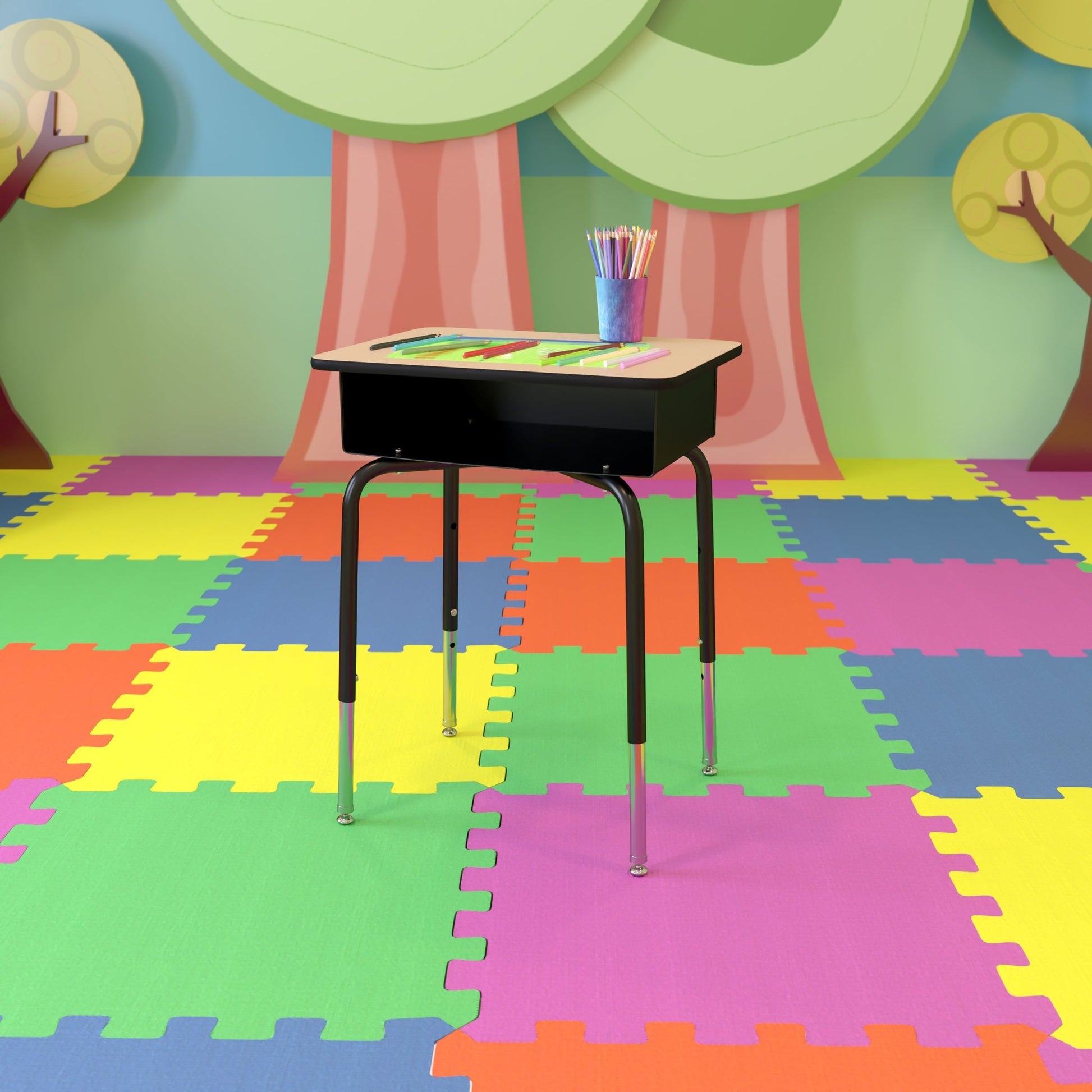 Billie Student Desk with Open Front Metal Book Box - SchoolOutlet
