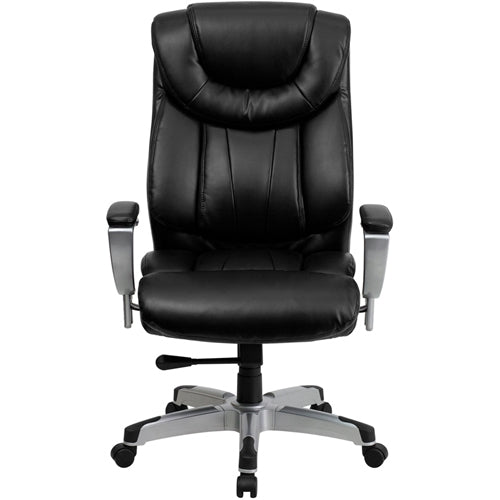 Flash Furniture HERCULES Series Big & Tall Black Leather Office Chair with Arms(FLA-GO-1534-BK-LEA-GG) - SchoolOutlet