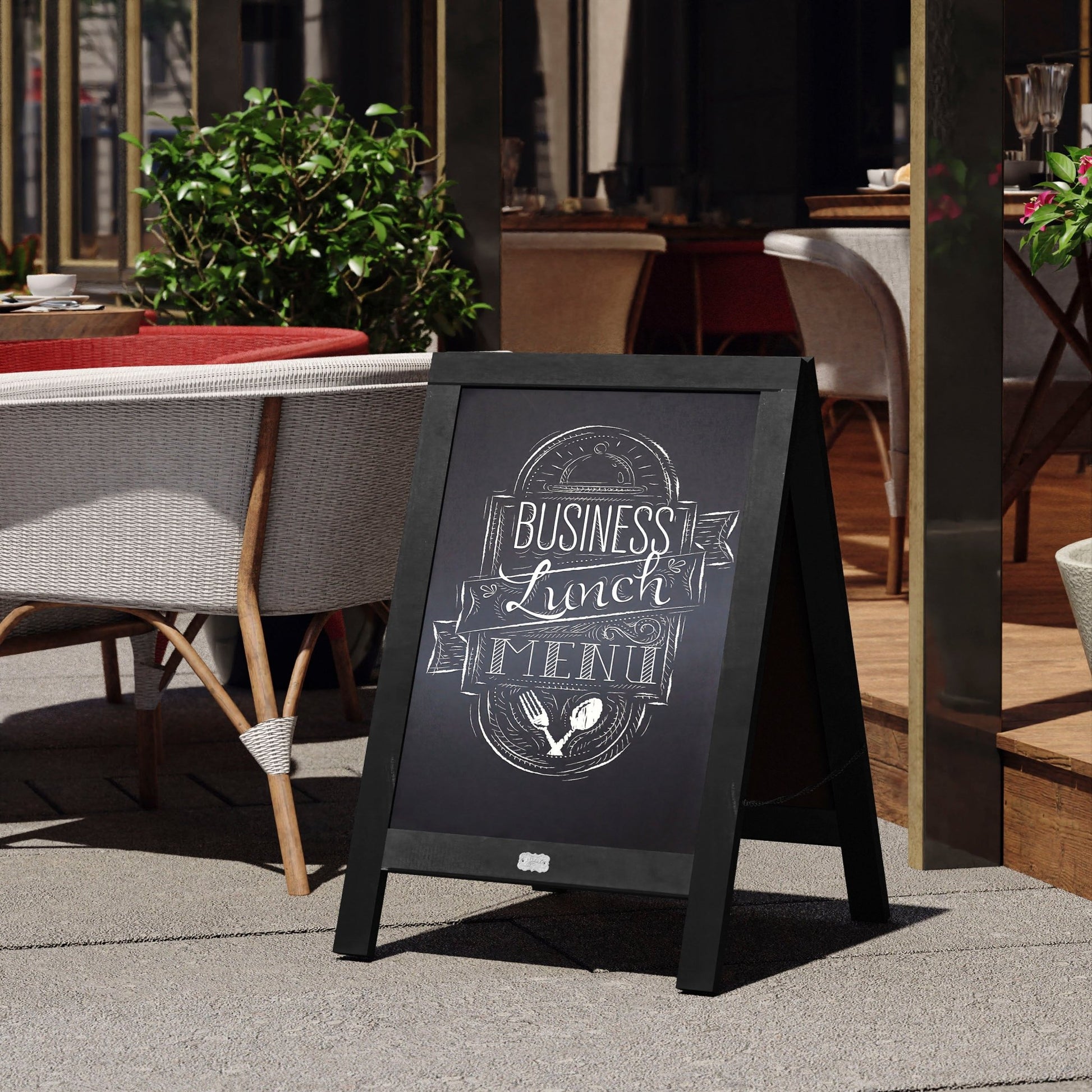 Canterbury 30" x 20" Vintage Wooden A-Frame Magnetic Indoor/Outdoor Chalkboard Sign, Freestanding Double Sided Extra Large Message Board - SchoolOutlet