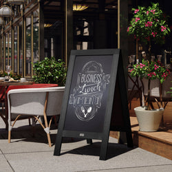 Canterbury 48" x 24" Vintage Wooden A-Frame Indoor/Outdoor A-Frame Magnetic Chalkboard Sign Set with 8 Chalk Markers, 10 Stencils, 2 Magnets