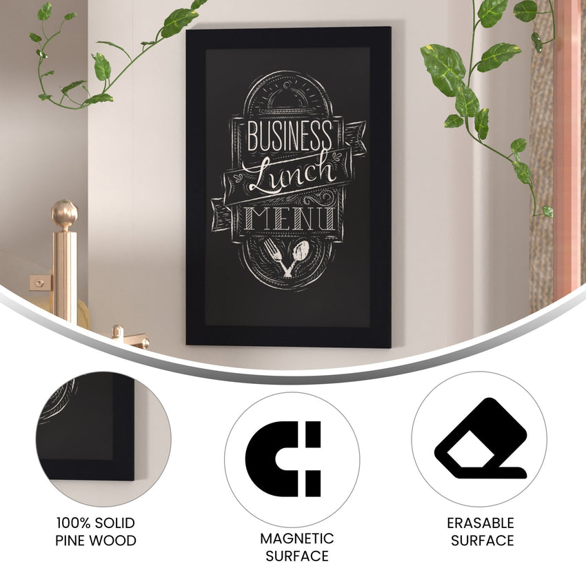 Canterbury 20" x 30" Wall Mount Magnetic Chalkboard Sign with Eraser, Hanging Wall Chalkboard Memo Board for Home, School, or Business - SchoolOutlet