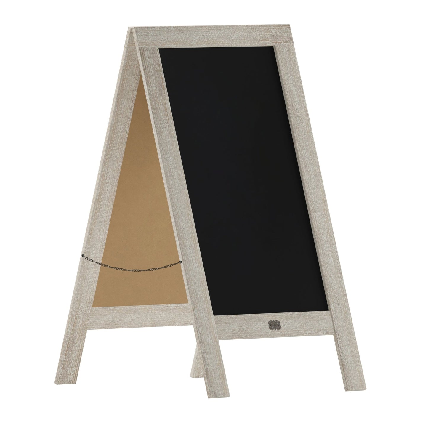 Canterbury 40" x 20" Wooden Indoor/Outdoor A-Frame Magnetic Chalkboard Sign Set with 8 Chalk Markers, 10 Stencils, and 2 Magnets, and Eraser - SchoolOutlet