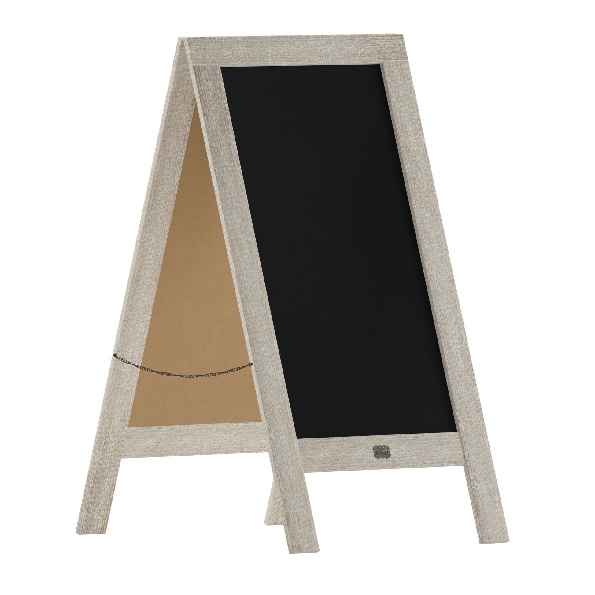 Canterbury 40" x 20" Wooden Indoor/Outdoor A-Frame Magnetic Chalkboard Sign Set with 8 Chalk Markers, 10 Stencils, and 2 Magnets, and Eraser - SchoolOutlet