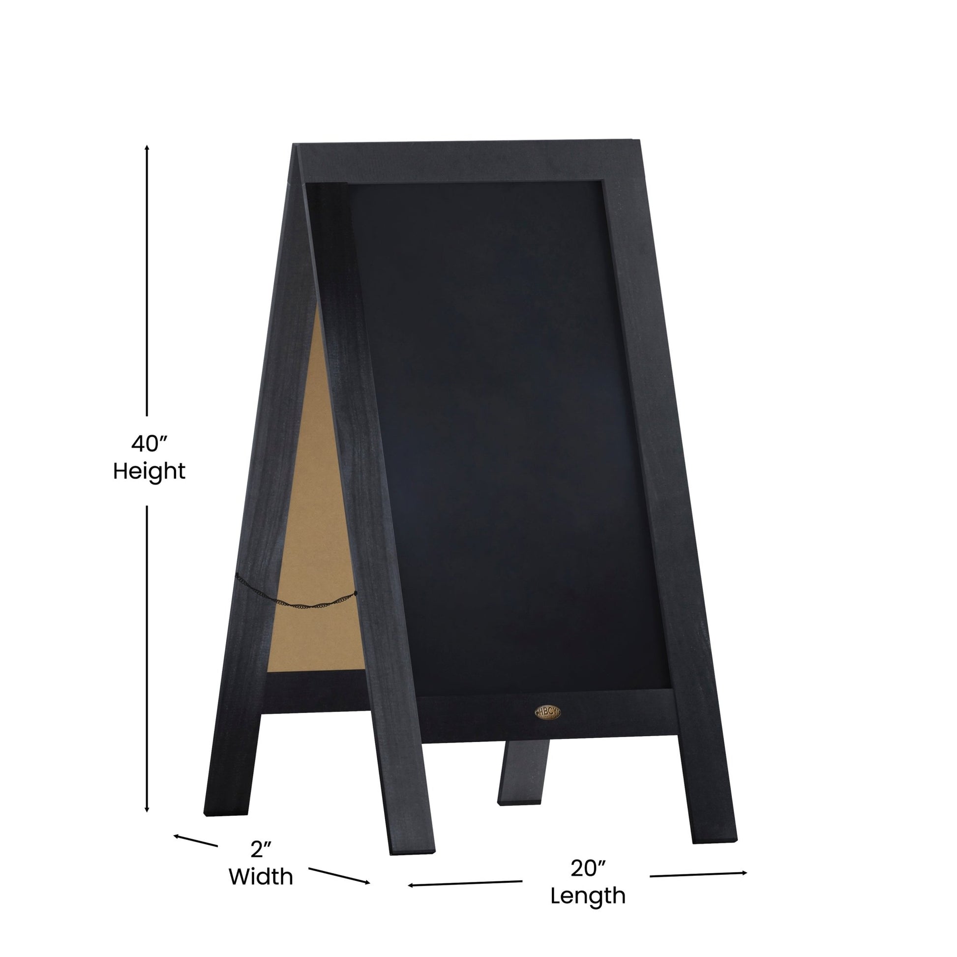 Canterbury 40" x 20" Wooden Indoor/Outdoor A-Frame Magnetic Chalkboard Sign Set with 8 Chalk Markers, 10 Stencils, and 2 Magnets, and Eraser - SchoolOutlet