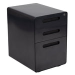 Wren Ergonomic 3-Drawer Mobile Locking Filing Cabinet with Anti-Tilt Mechanism and Hanging Drawer for Legal & Letter Files, Black - SchoolOutlet