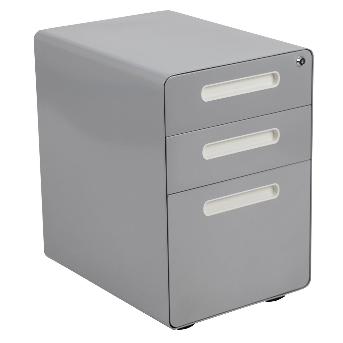 Wren Ergonomic 3-Drawer Mobile Locking Filing Cabinet with Anti-Tilt Mechanism and Hanging Drawer for Legal & Letter Files, Black - SchoolOutlet
