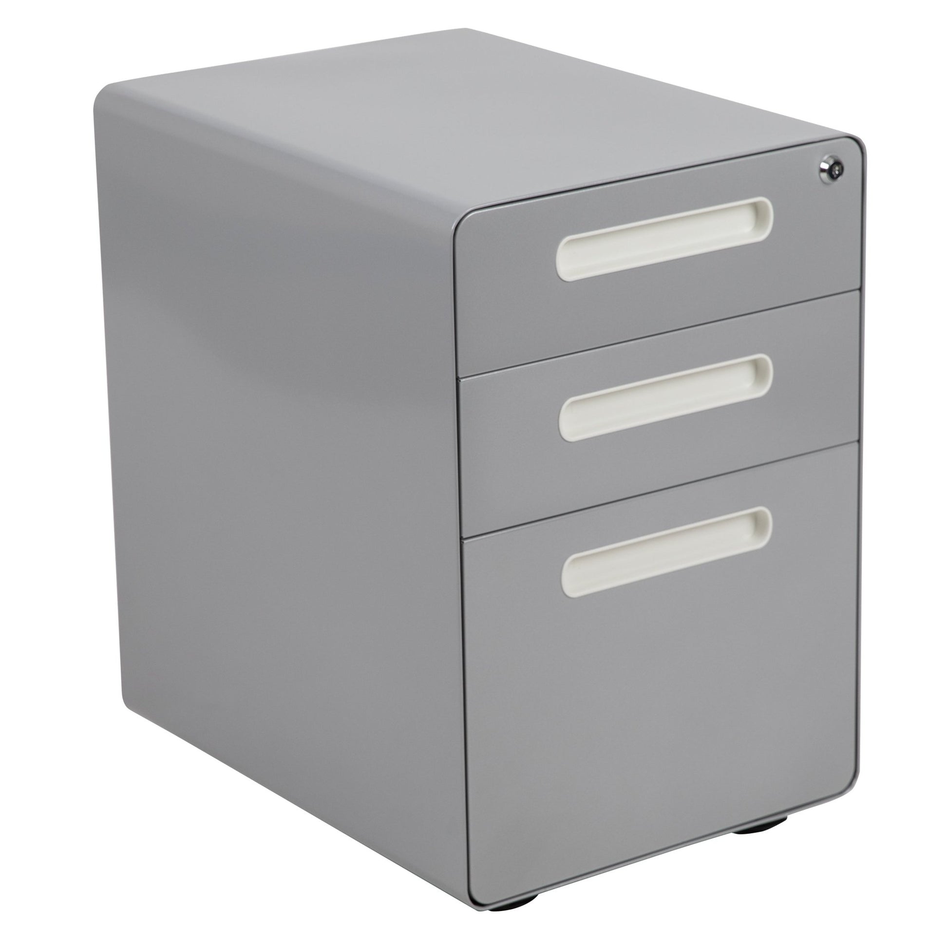 Wren Ergonomic 3-Drawer Mobile Locking Filing Cabinet with Anti-Tilt Mechanism and Hanging Drawer for Legal & Letter Files, Black - SchoolOutlet