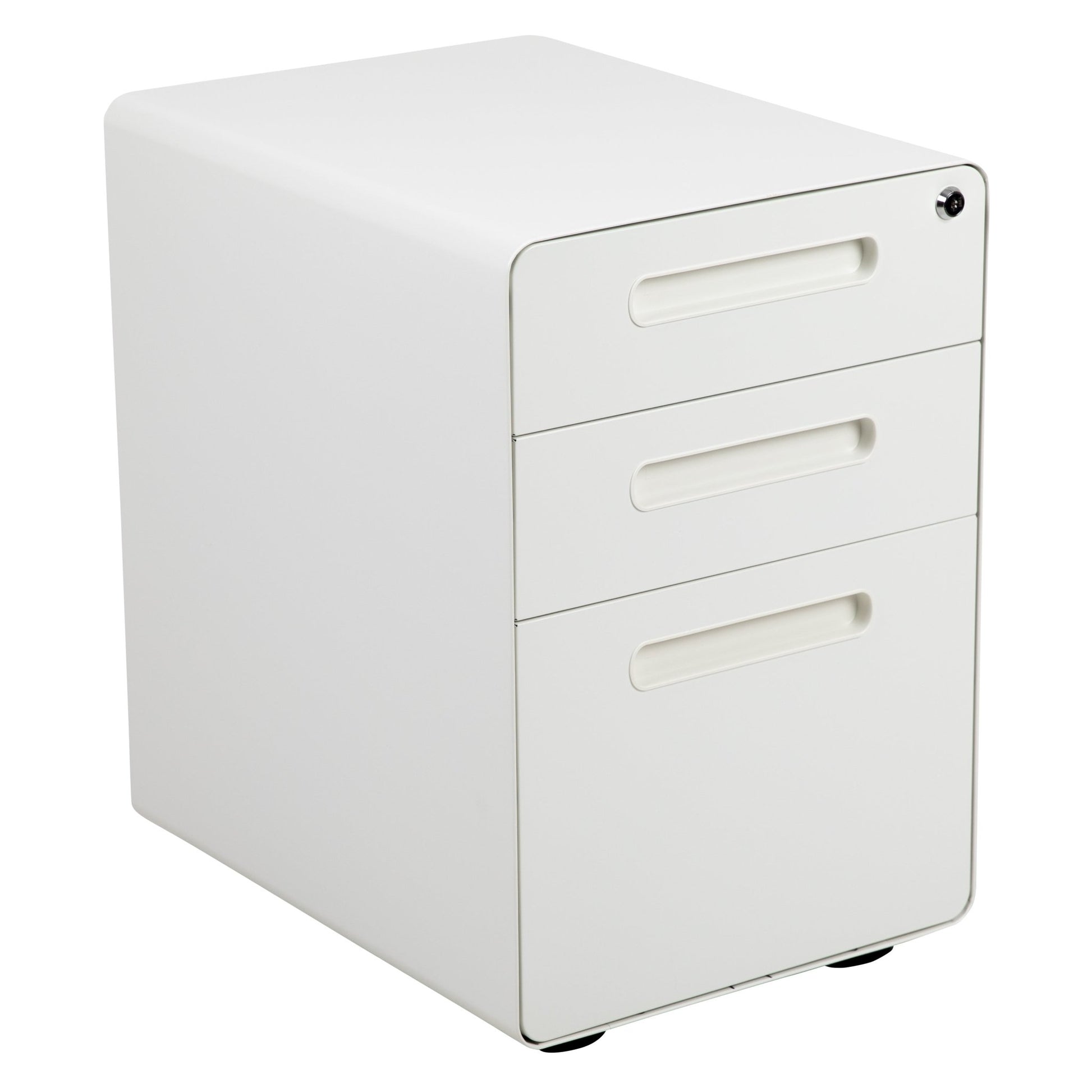 Wren Ergonomic 3-Drawer Mobile Locking Filing Cabinet with Anti-Tilt Mechanism and Hanging Drawer for Legal & Letter Files, Black - SchoolOutlet