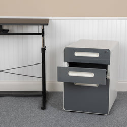 Wren Ergonomic 3-Drawer Mobile Locking Filing Cabinet with Anti-Tilt Mechanism & Letter/Legal Drawer, with Charcoal Faceplate