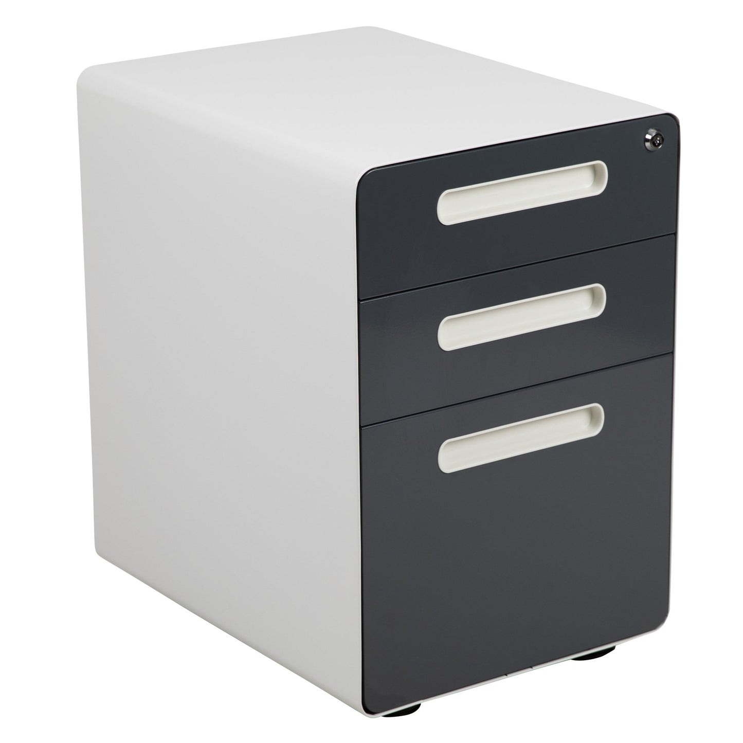 Wren Ergonomic 3-Drawer Mobile Locking Filing Cabinet with Anti-Tilt Mechanism & Letter/Legal Drawer, with Charcoal Faceplate - SchoolOutlet