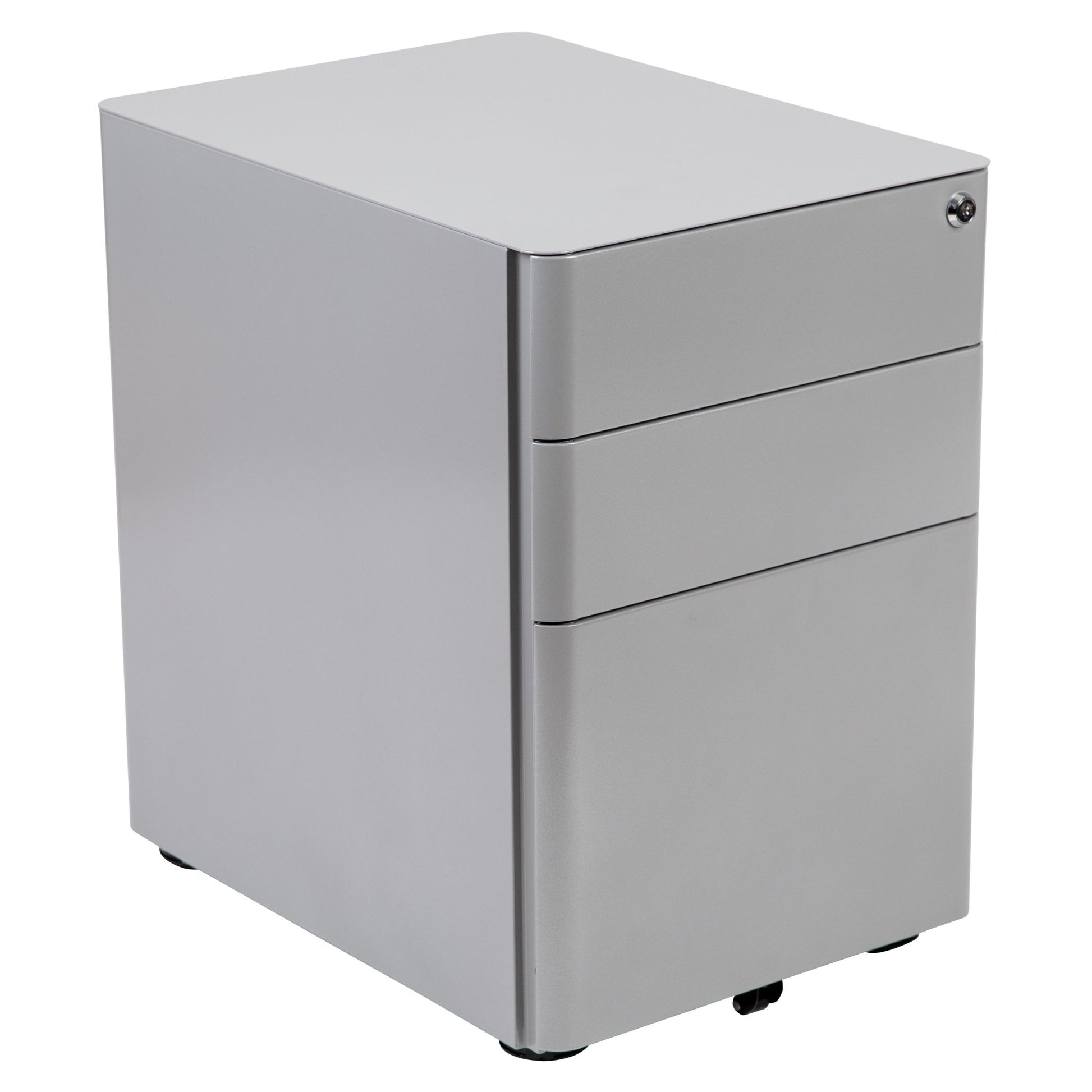 Warner Modern 3-Drawer Mobile Locking Filing Cabinet with Anti-Tilt Mechanism and Hanging Drawer for Legal & Letter Files, Black - SchoolOutlet