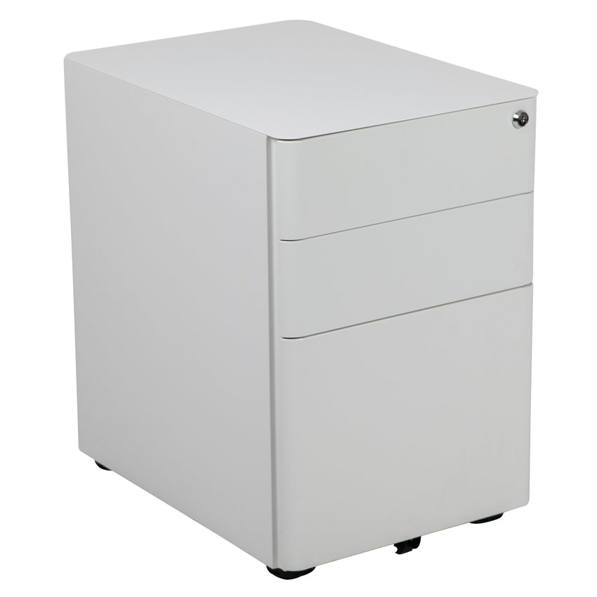 Warner Modern 3-Drawer Mobile Locking Filing Cabinet with Anti-Tilt Mechanism and Hanging Drawer for Legal & Letter Files, Black - SchoolOutlet