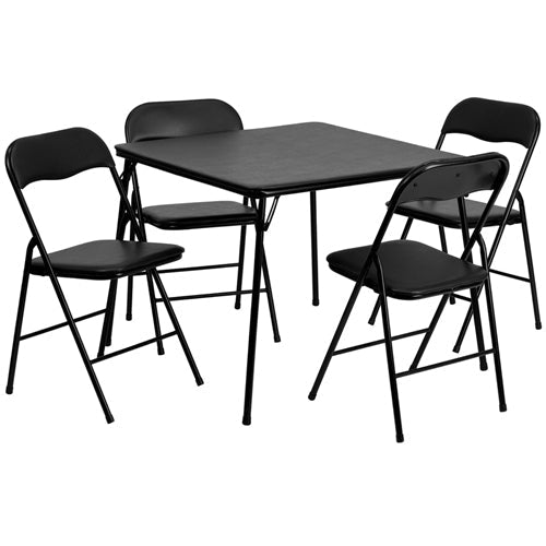 Flash Furniture 5 Piece Black Folding Card Table and Chair Set(FLA-JB-1-GG) - SchoolOutlet