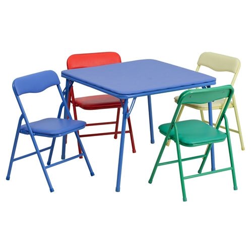 Flash Furniture Kids Colorful 5 Piece Folding Table and Chair Set(FLA-JB-9-KID-GG) - SchoolOutlet