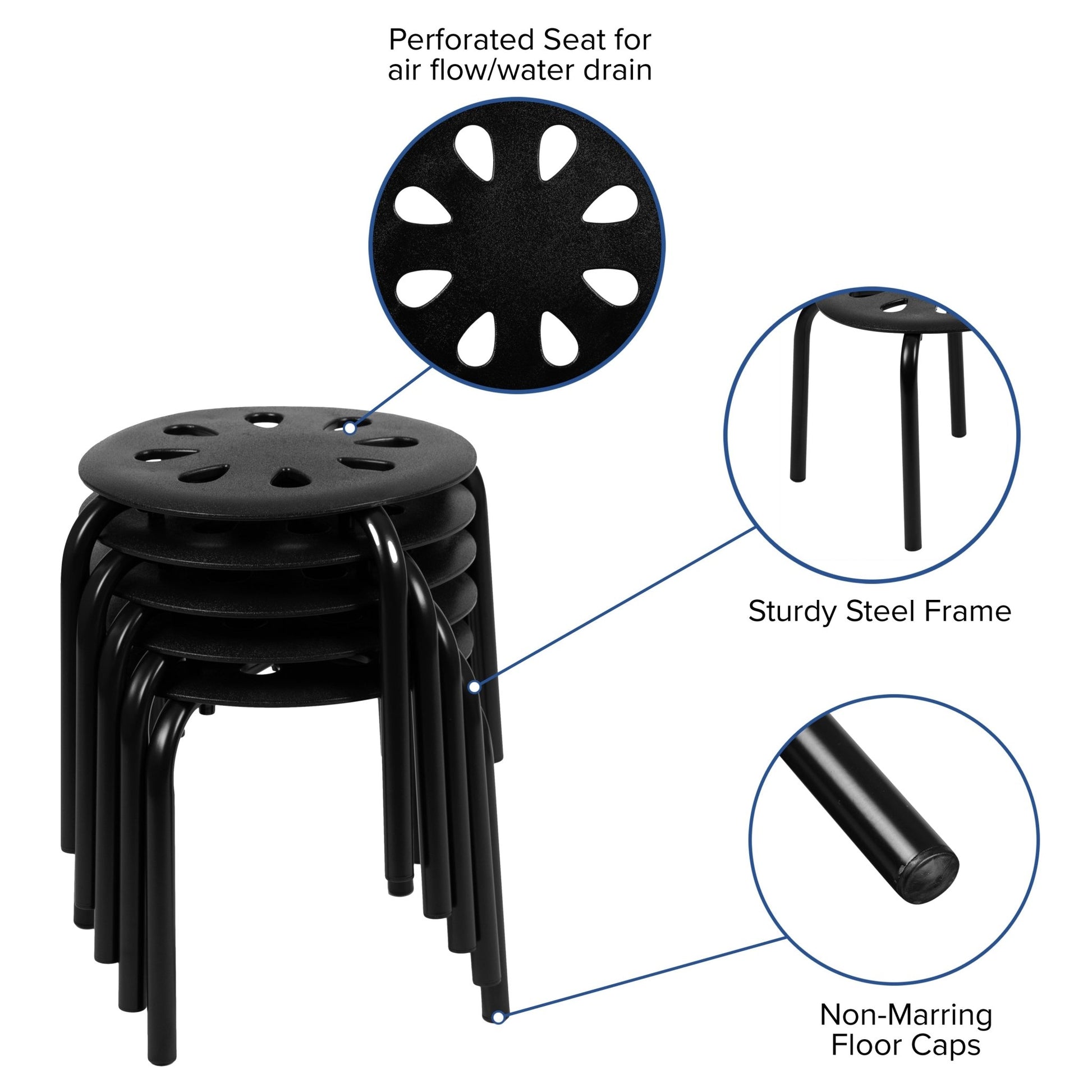 Bentley Plastic Nesting Stack Stools, 11.5"Height, (5 Pack) - SchoolOutlet