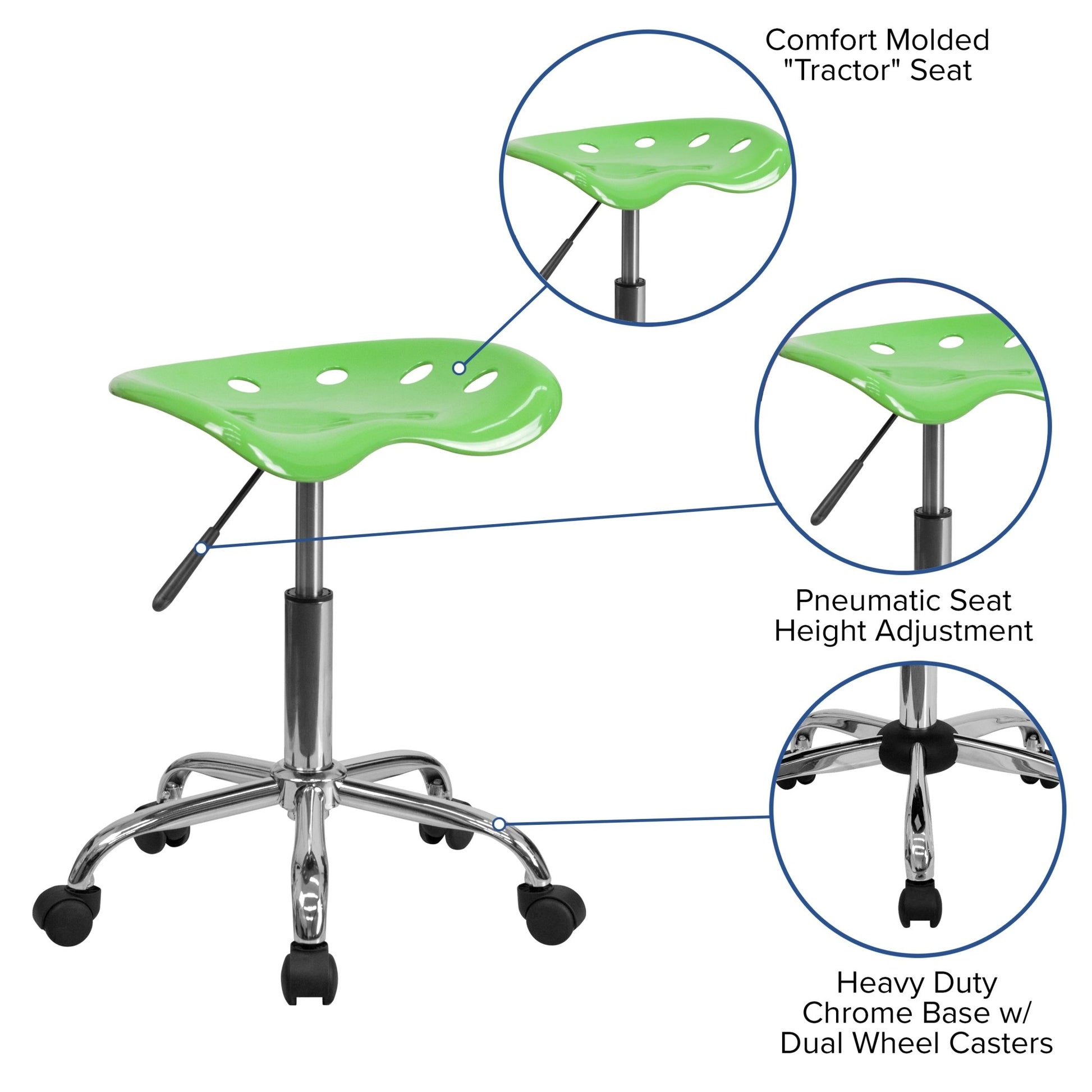 Taylor Vibrant Apple Tractor Seat and Chrome Stool - SchoolOutlet