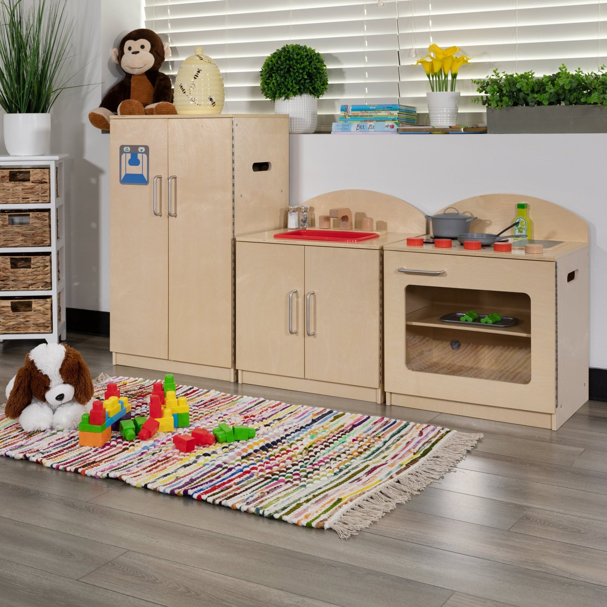 Hercules Children's Wooden Kitchen Set - Stove, Sink and Refrigerator for Commercial or Home Use - Safe, Kid Friendly Design - SchoolOutlet