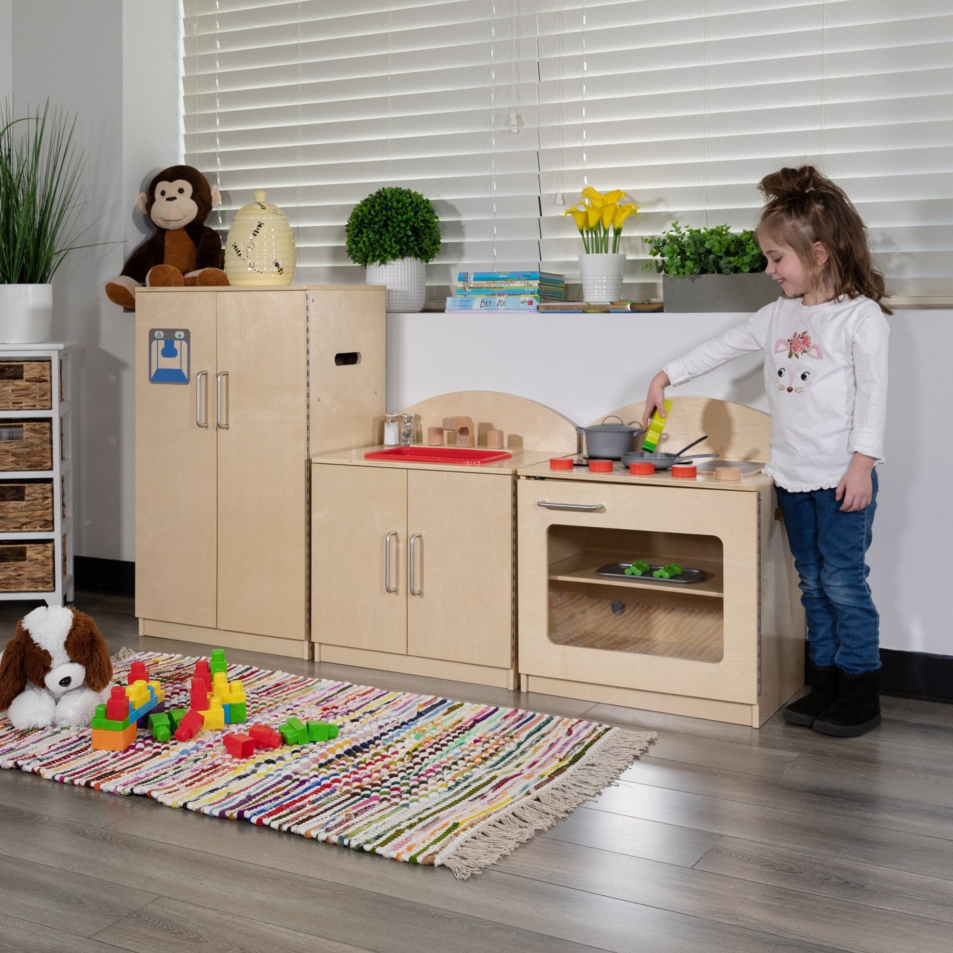 Hercules Children's Wooden Kitchen Set - Stove, Sink and Refrigerator for Commercial or Home Use - Safe, Kid Friendly Design - SchoolOutlet