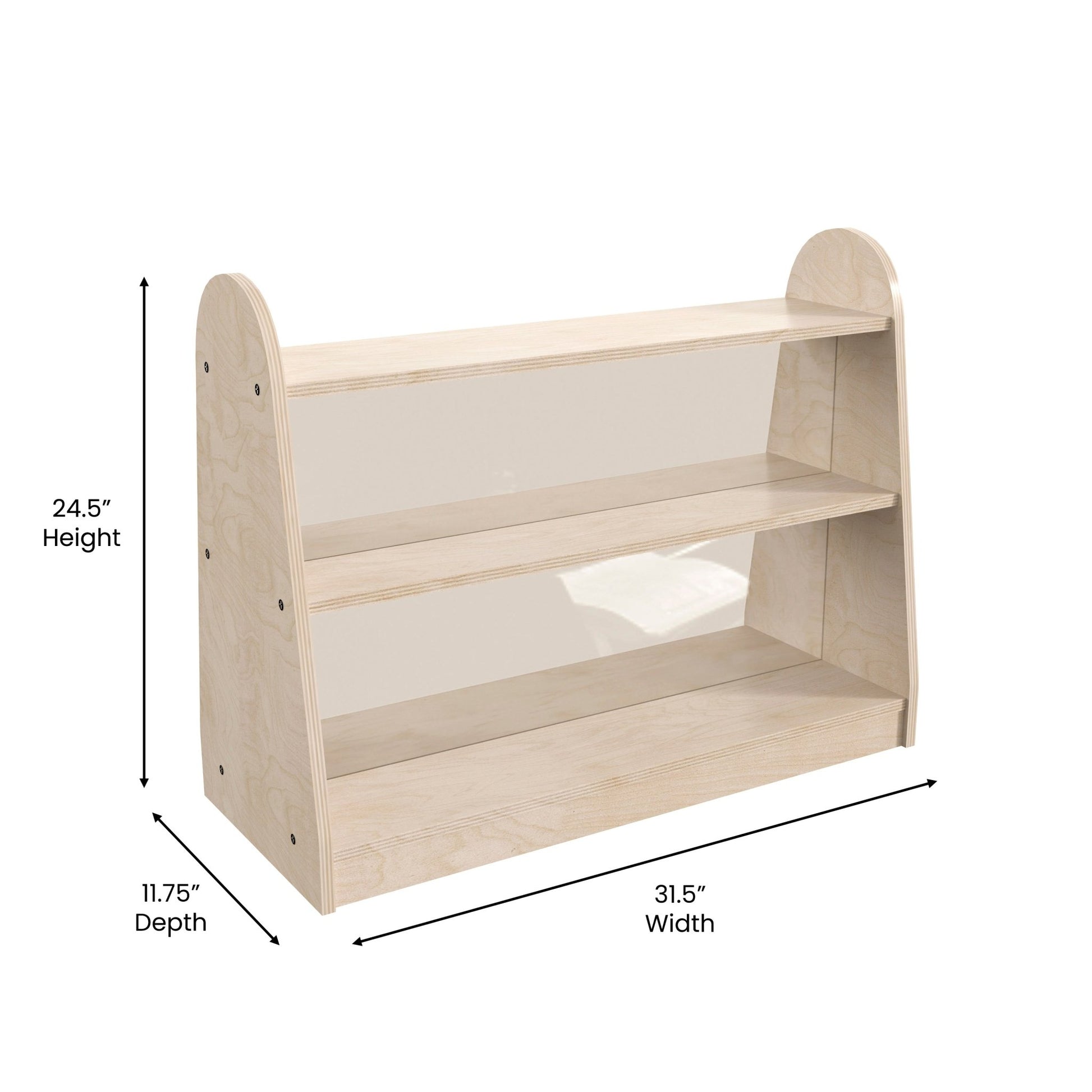 Bright Beginnings Commercial Grade 3 Shelf Double Sided Wooden Classroom Storage Unit with Clear Plastic Divider, Safe, Kid Friendly Design, Natural - SchoolOutlet