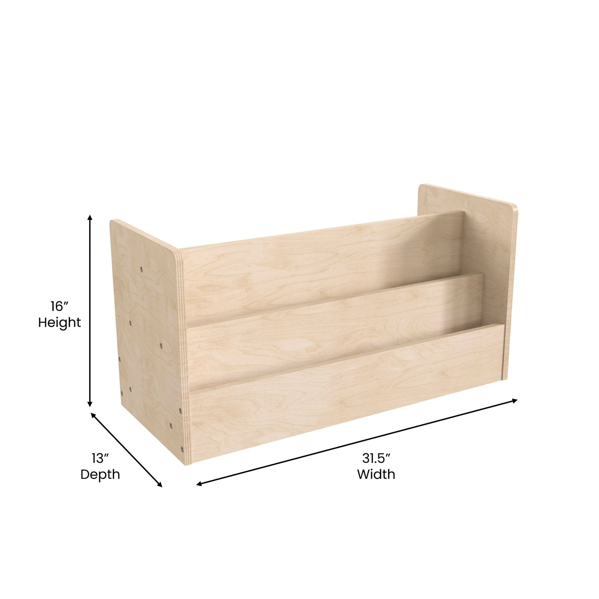 Bright Beginnings Commercial Grade Modular Double Sided 2 Tier Wooden Classroom Book Display Shelf, Natural - SchoolOutlet