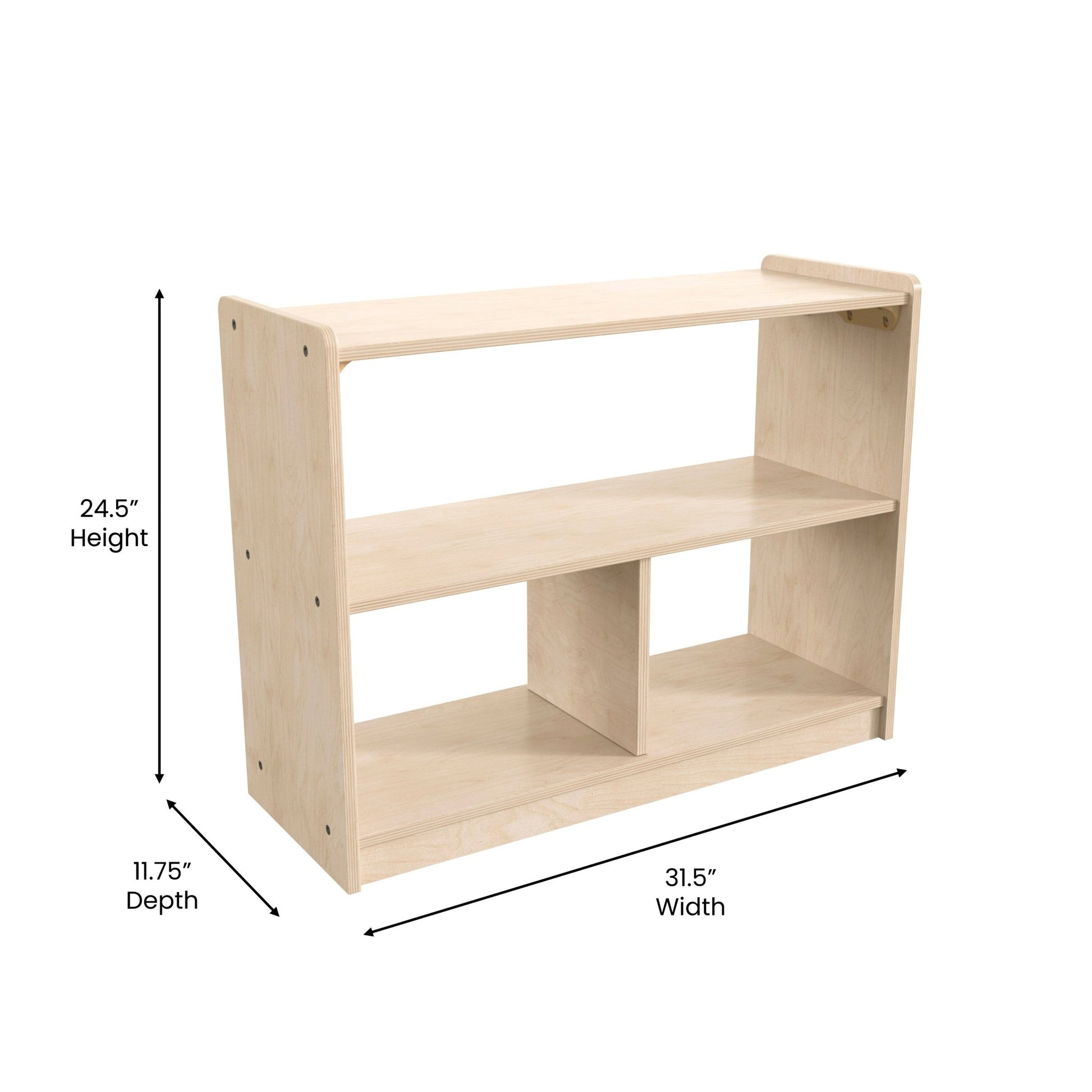 Bright Beginnings Commercial Grade 3 Section Modular Wooden Classroom Open Storage Unit, Safe, Kid Friendly Design, Natural - SchoolOutlet