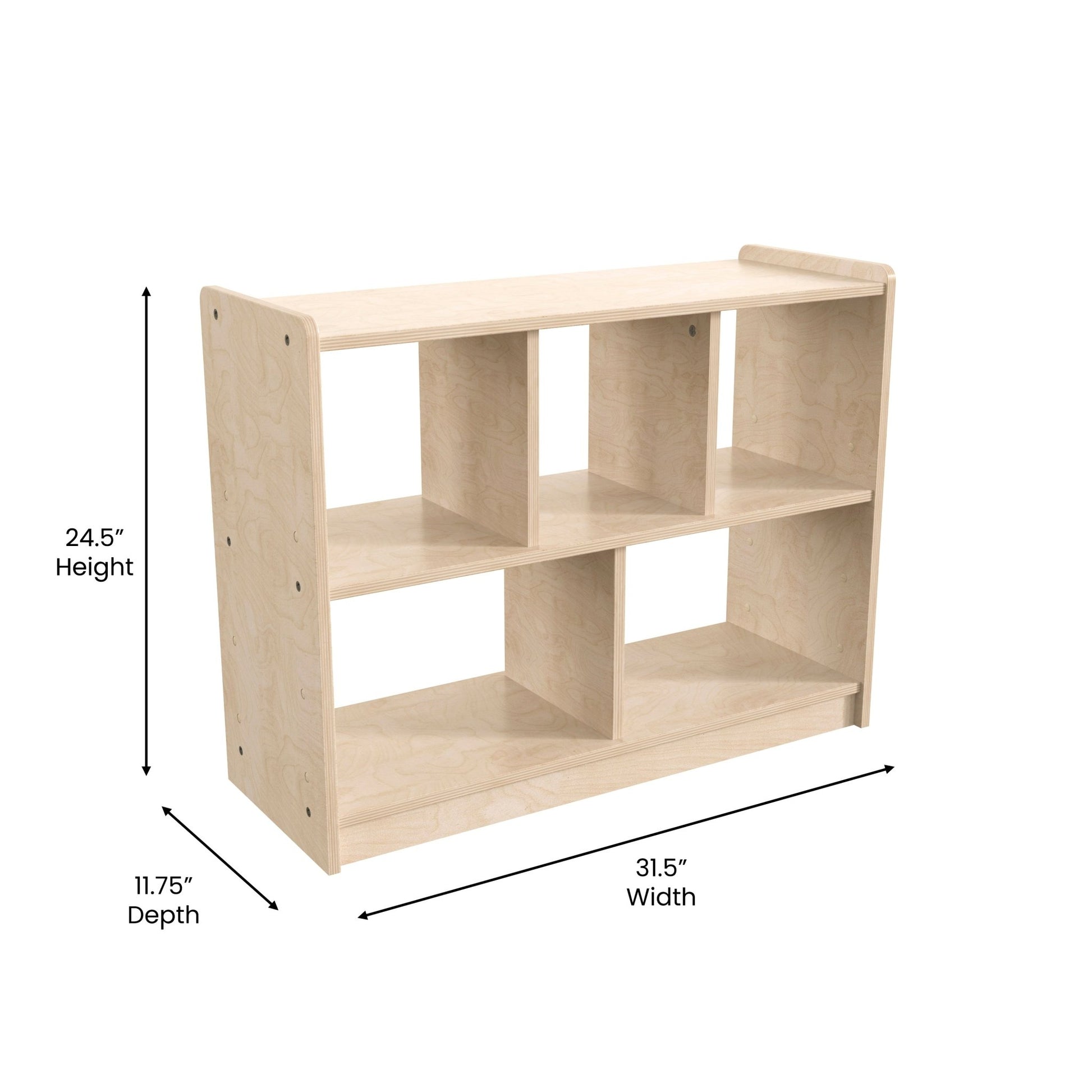 Bright Beginnings Commercial Grade 5 Section Modular Wooden Classroom Open Storage Unit, Safe, Kid Friendly Design, Natural - SchoolOutlet