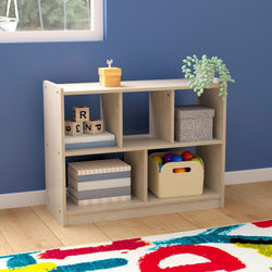 Bright Beginnings Commercial Grade 5 Section Modular Wooden Classroom Open Storage Unit, Safe, Kid Friendly Design, Natural