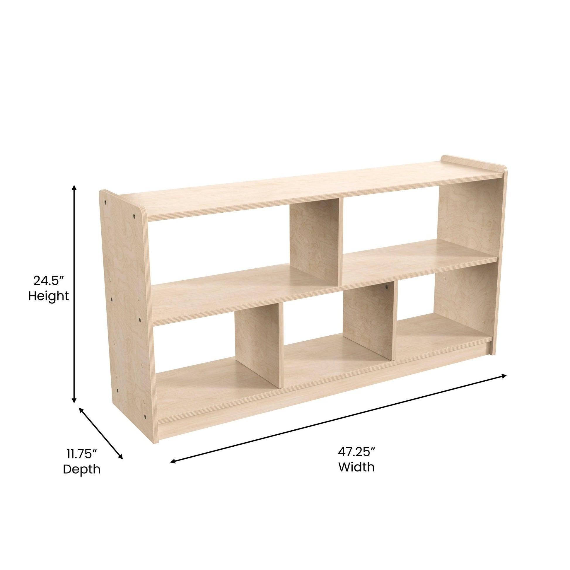 Bright Beginnings Commercial Grade Extra Wide 5 Section Modular Wooden Classroom Open Storage Unit, Safe, Kid Friendly Design, Natural - SchoolOutlet