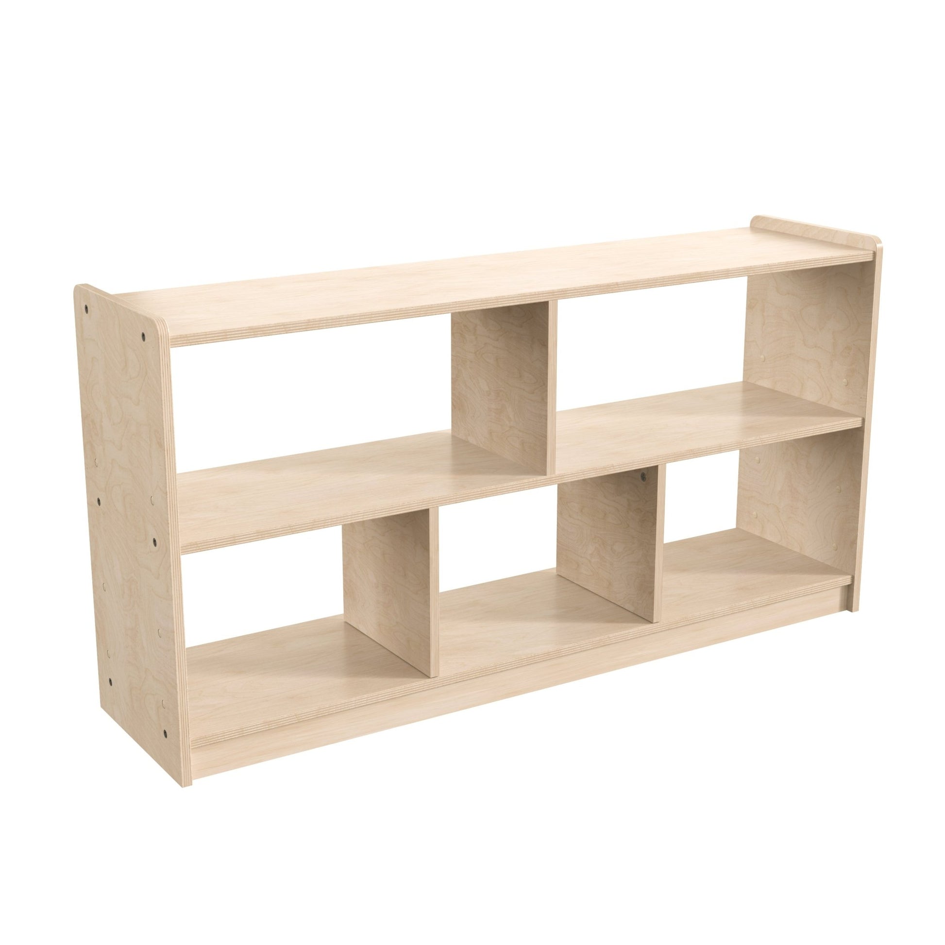 Bright Beginnings Commercial Grade Extra Wide 5 Section Modular Wooden Classroom Open Storage Unit, Safe, Kid Friendly Design, Natural - SchoolOutlet
