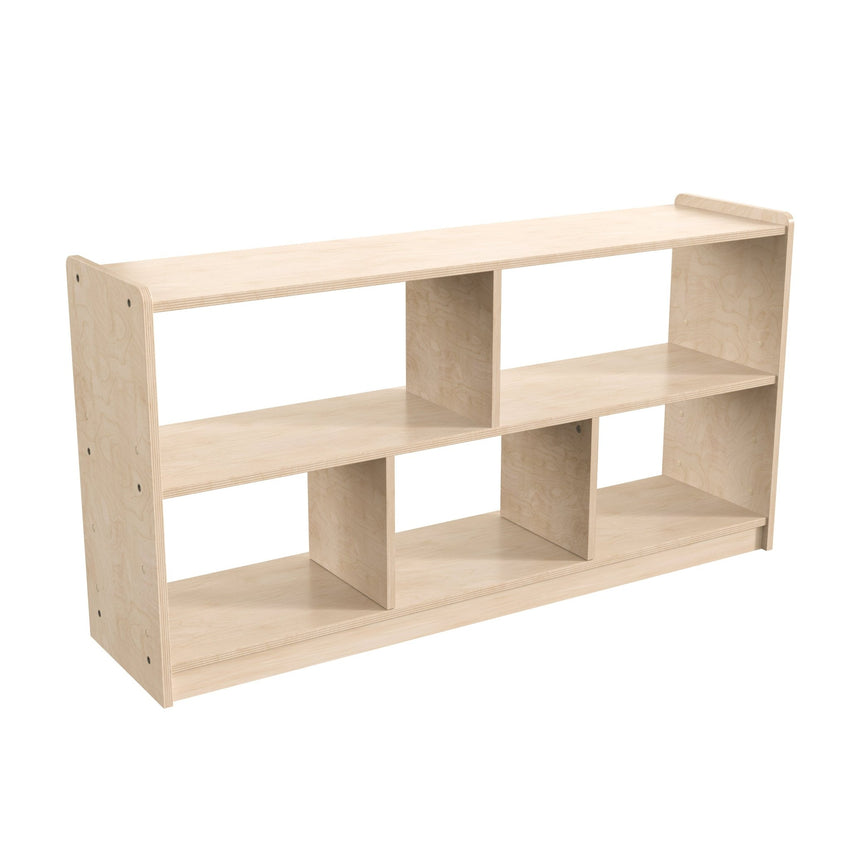 Bright Beginnings Commercial Grade Extra Wide 5 Section Modular Wooden Classroom Open Storage Unit, Safe, Kid Friendly Design, Natural - SchoolOutlet