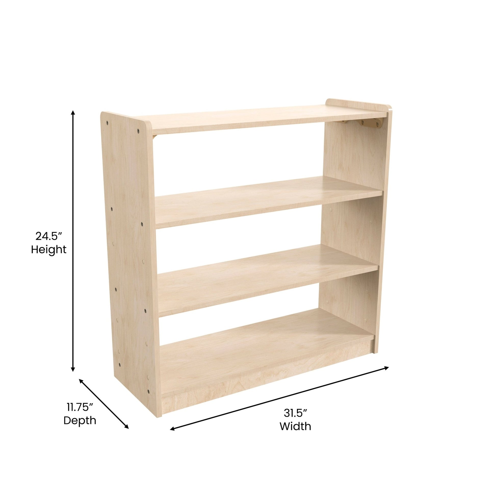 Bright Beginnings Commercial Grade 3 Shelf Wooden Classroom Open Storage Unit, Safe, Kid Friendly Design, Natural - SchoolOutlet