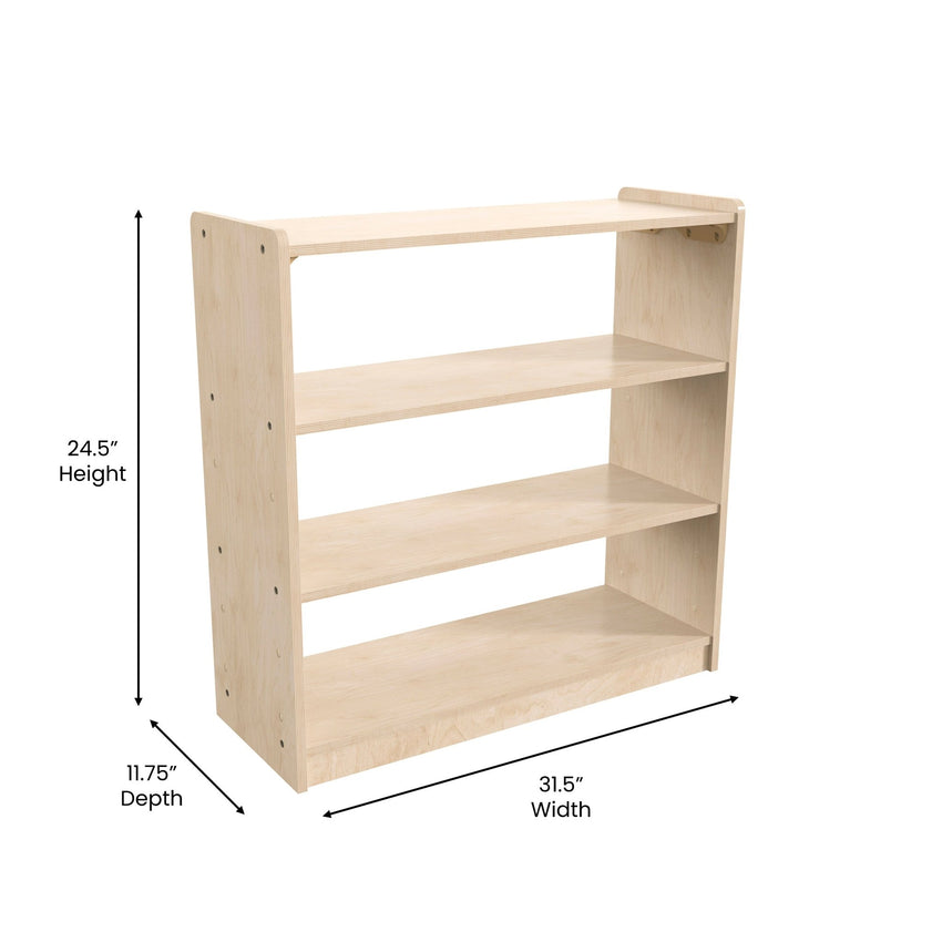 Bright Beginnings Commercial Grade 3 Shelf Wooden Classroom Open Storage Unit, Safe, Kid Friendly Design, Natural - SchoolOutlet