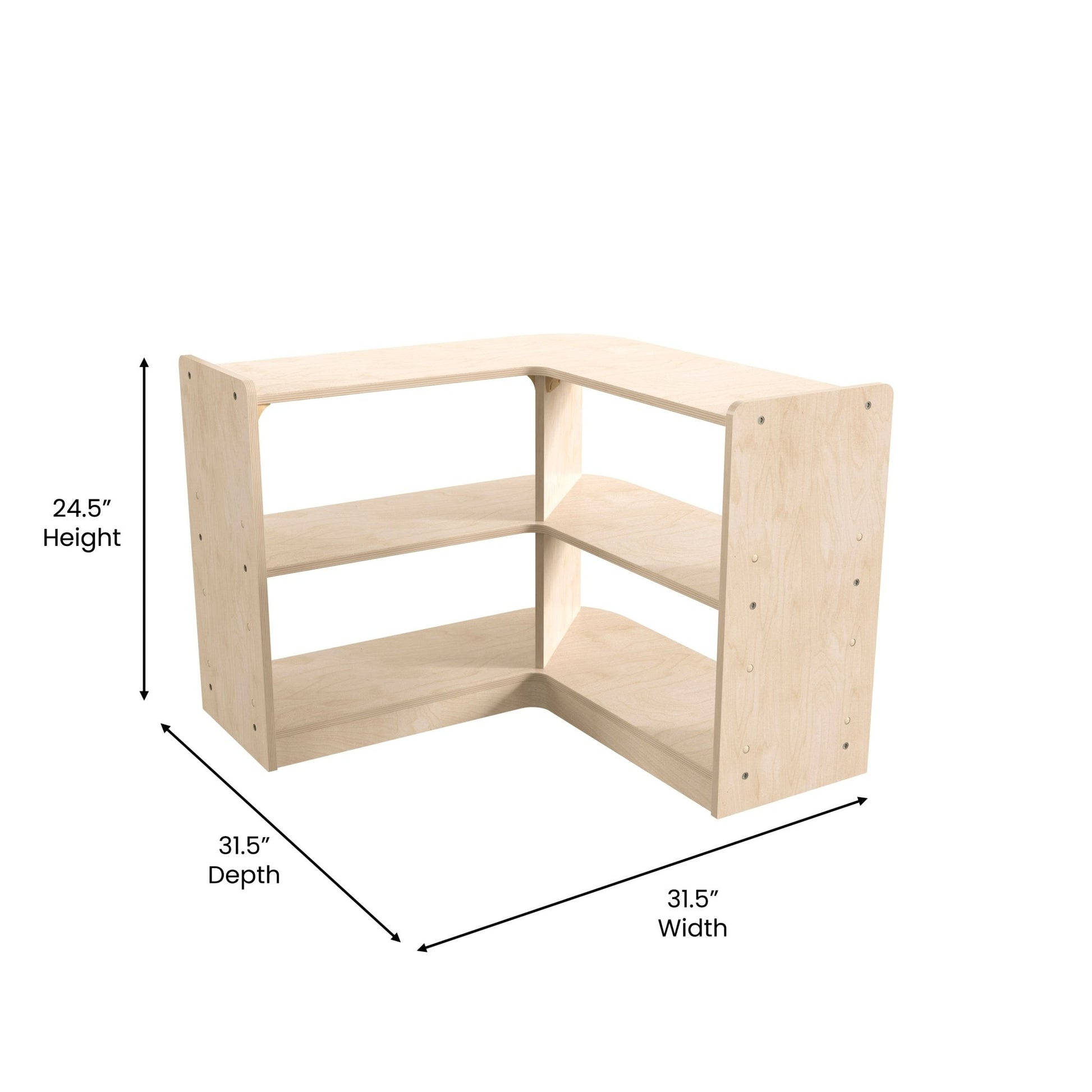 Bright Beginnings Commercial Grade 2 Tier Wooden Classroom Open Corner Storage Unit, Safe, Kid Friendly Design, Natural - SchoolOutlet