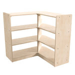 Bright Beginnings Commercial Grade 3 Tier Wooden Classroom Open Corner Storage Unit, Safe, Kid Friendly Design, Natural - SchoolOutlet